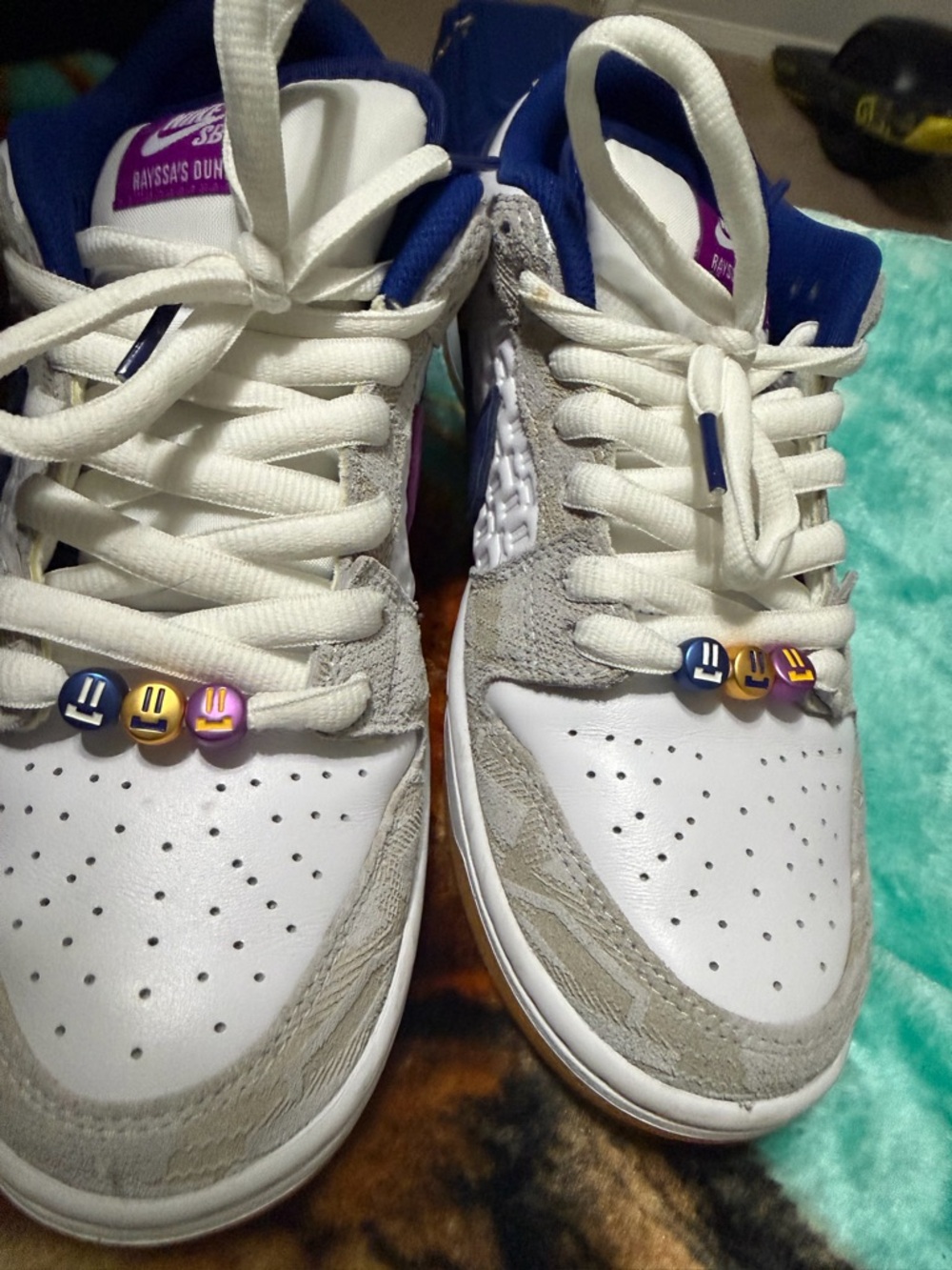 Nike Women’s White Sneakers with Purple and Blue Accents - Picture 3 of 4